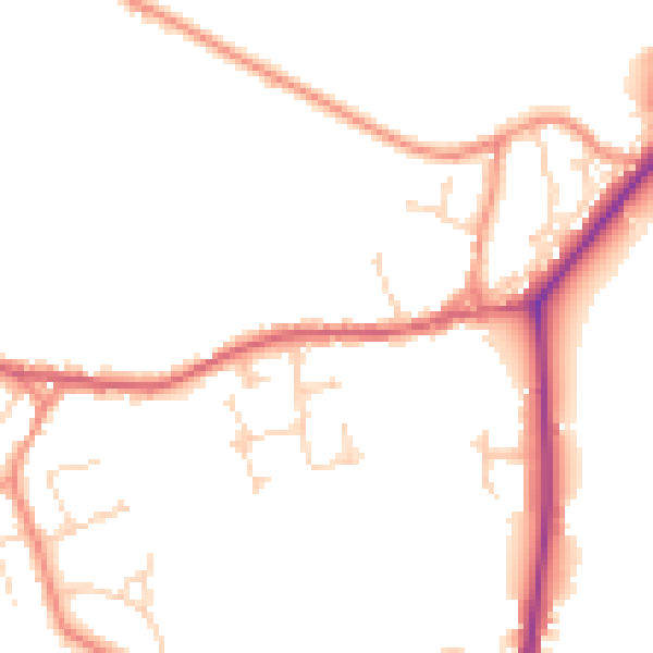 Daytime road noise heatmap for YO43 4EN