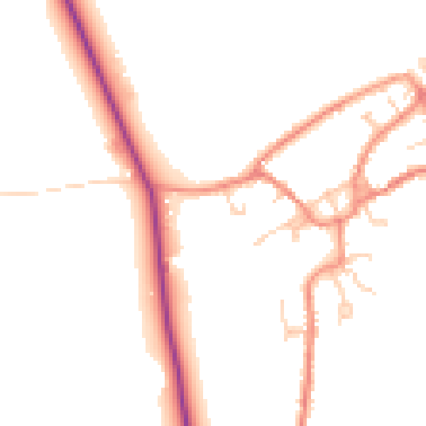 Daytime road noise heatmap for YO43 4FP
