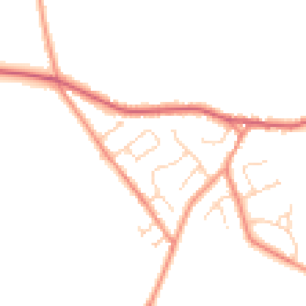 Daytime road noise heatmap for YO43 4HX
