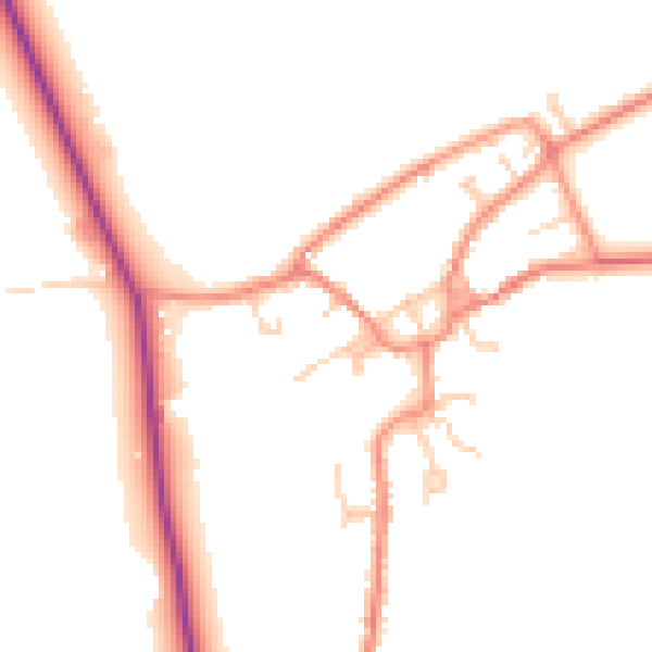 Daytime road noise heatmap for YO43 4RY