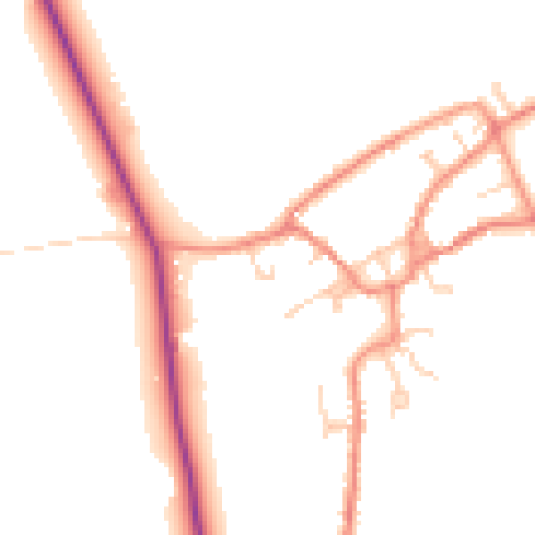 Daytime road noise heatmap for YO43 4TX
