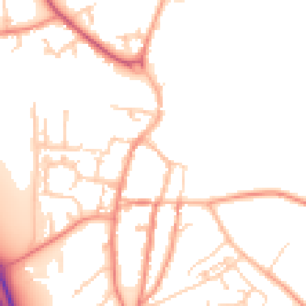 Daytime road noise heatmap for YO51 9AL