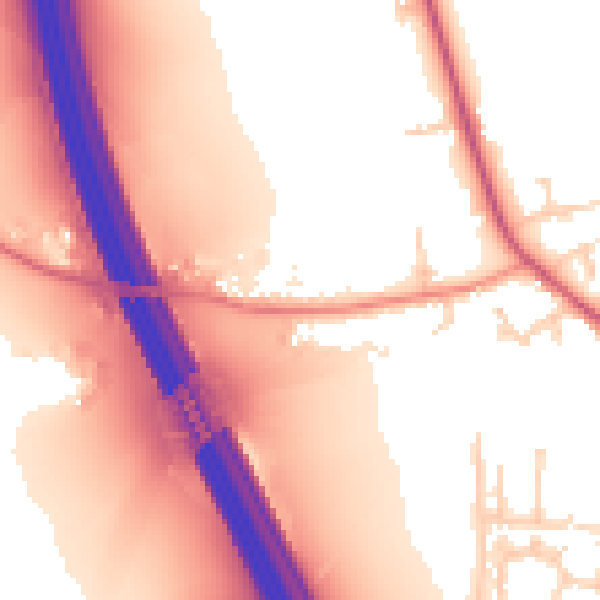 Daytime road noise heatmap for YO51 9BZ