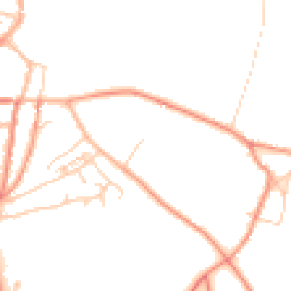 Daytime road noise heatmap for YO51 9EN
