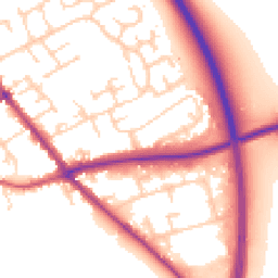 Daytime road noise heatmap for YO7 1DN