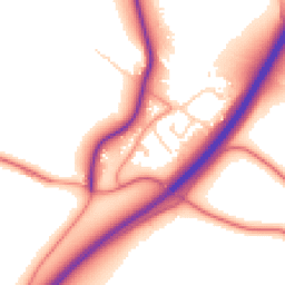 Daytime road noise heatmap for YO7 3QW