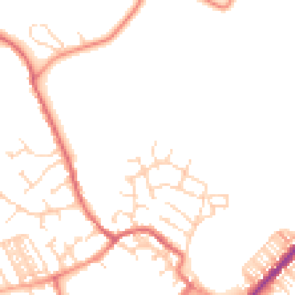 Daytime road noise heatmap for YO8 3AE