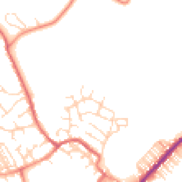 Daytime road noise heatmap for YO8 3AF