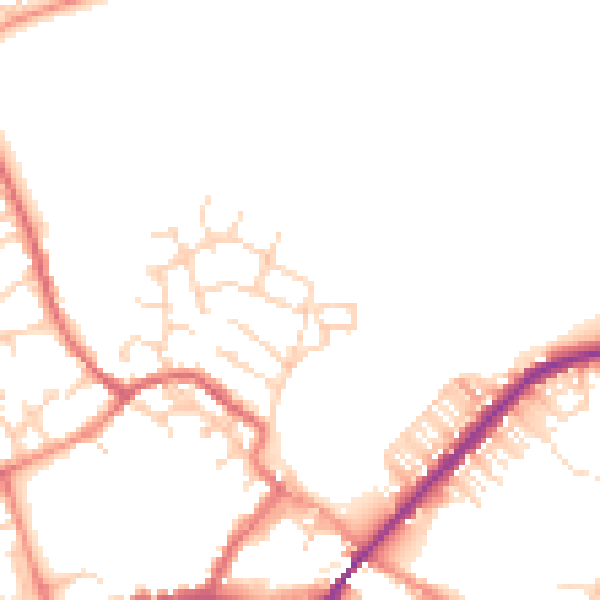 Daytime road noise heatmap for YO8 3AX