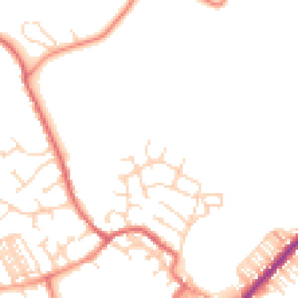 Daytime road noise heatmap for YO8 3BD