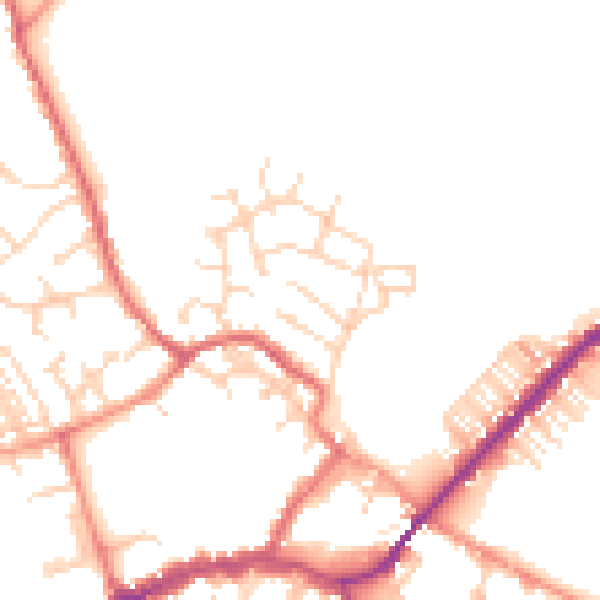 Daytime road noise heatmap for YO8 3ES