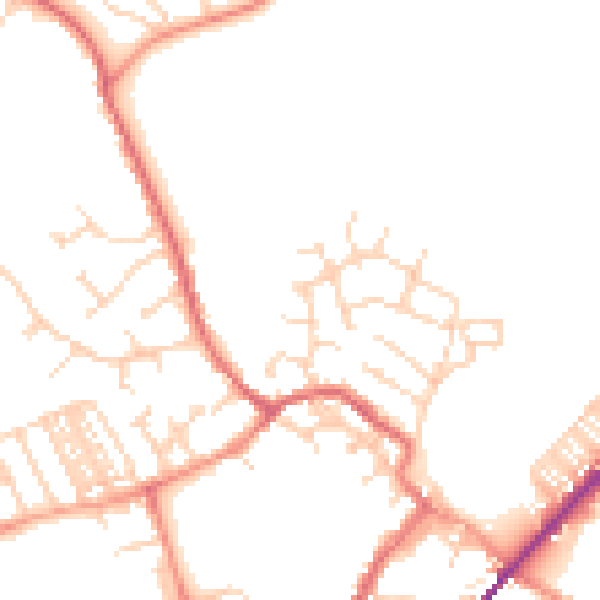 Daytime road noise heatmap for YO8 3GE