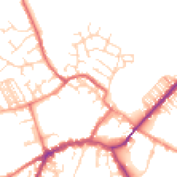 Daytime road noise heatmap for YO8 3JZ