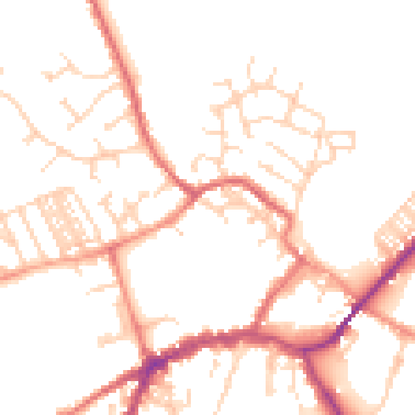 Daytime road noise heatmap for YO8 3LD