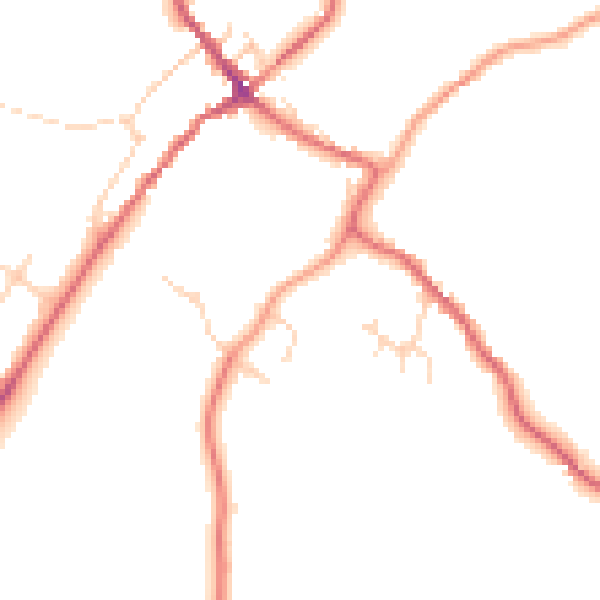 Daytime road noise heatmap for YO8 3SQ