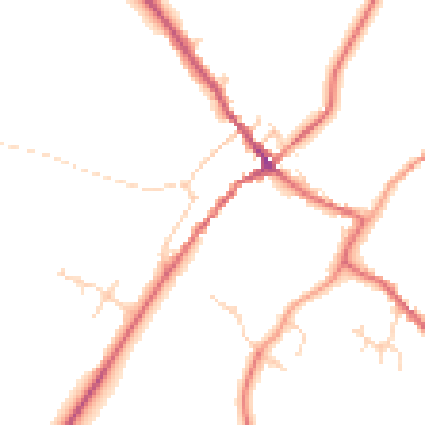 Daytime road noise heatmap for YO8 3SS
