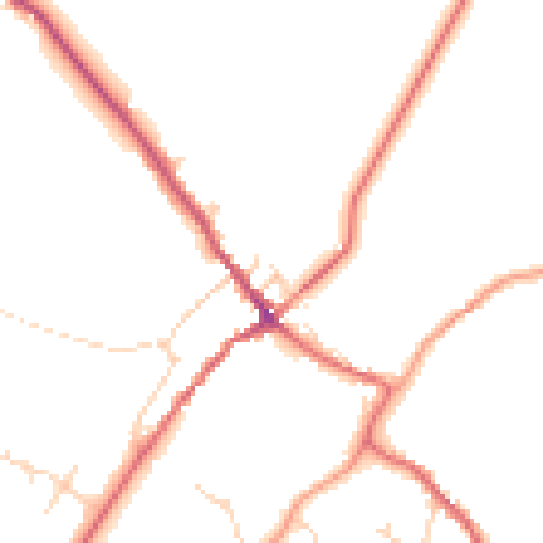 Daytime road noise heatmap for YO8 3TL