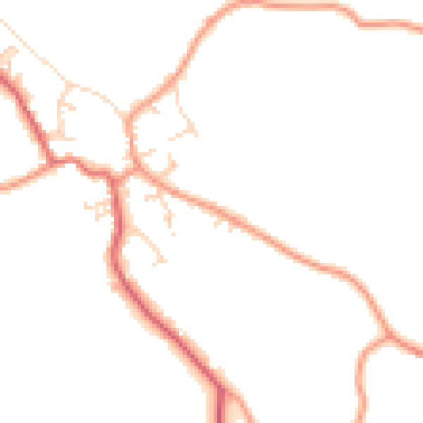 Daytime road noise heatmap for YO8 3UW