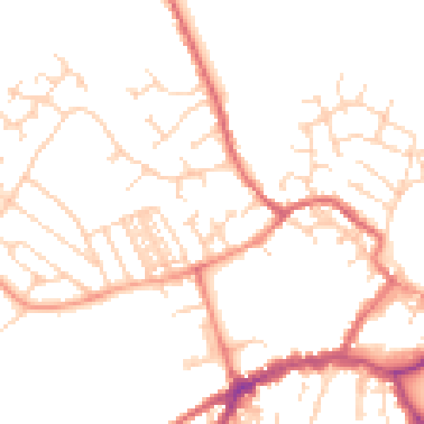 Daytime road noise heatmap for YO8 3YU