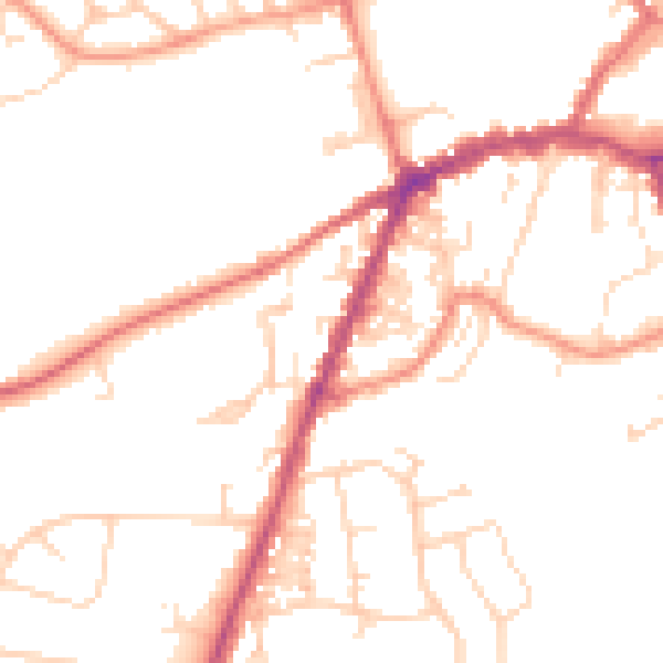 Daytime road noise heatmap for YO8 4AR