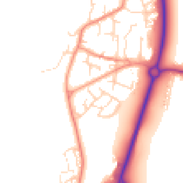 Daytime road noise heatmap for YO8 5XN