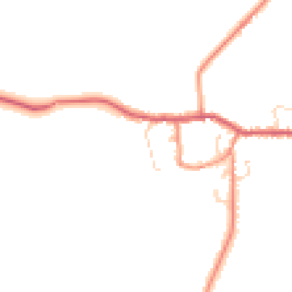 Daytime road noise heatmap for YO8 6LS
