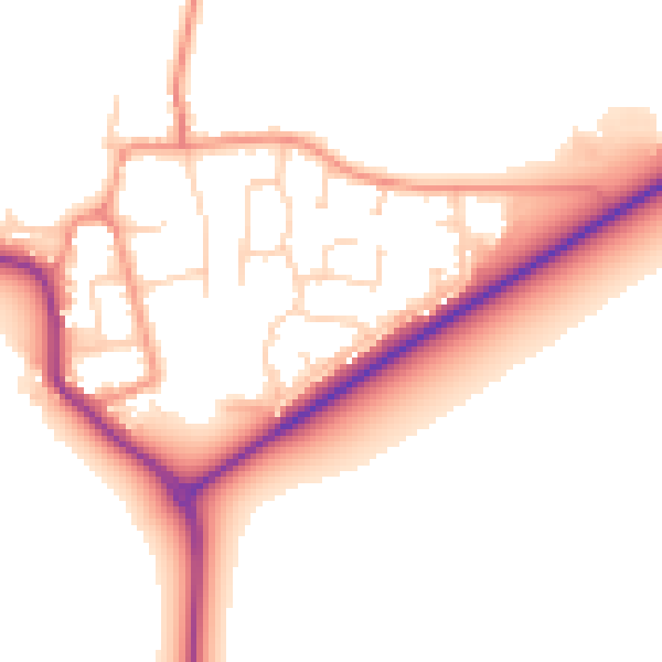Daytime road noise heatmap for YO8 8JX