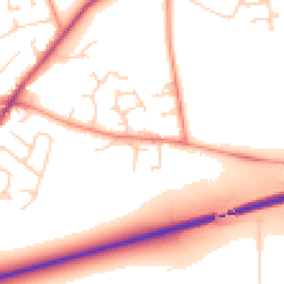 Daytime road noise heatmap for YO8 9EE