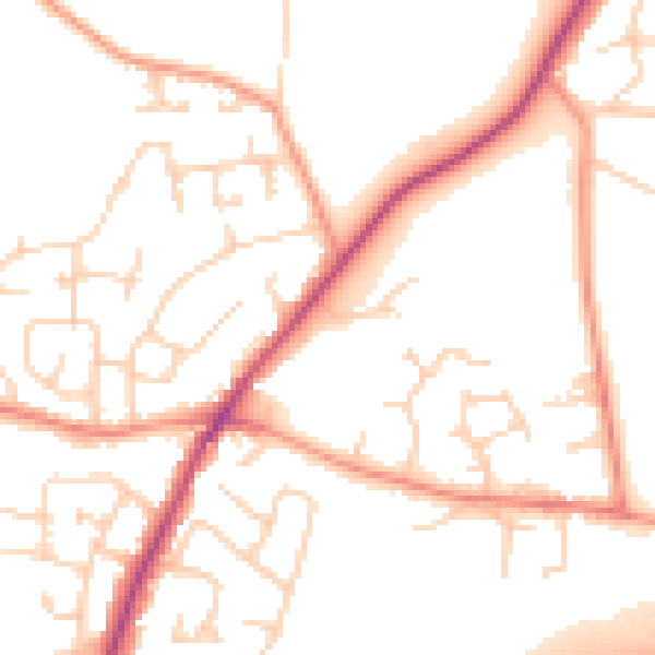 Daytime road noise heatmap for YO8 9EH