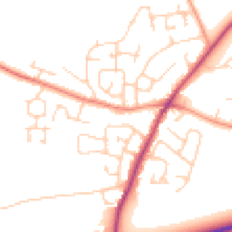 Daytime road noise heatmap for YO8 9ES