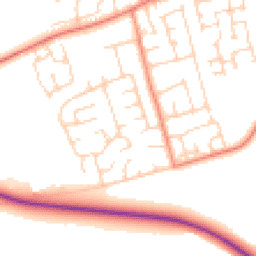 Daytime road noise heatmap for YO8 9FF