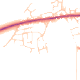 Daytime road noise heatmap for YO8 9JE