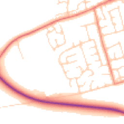 Daytime road noise heatmap for YO8 9NU