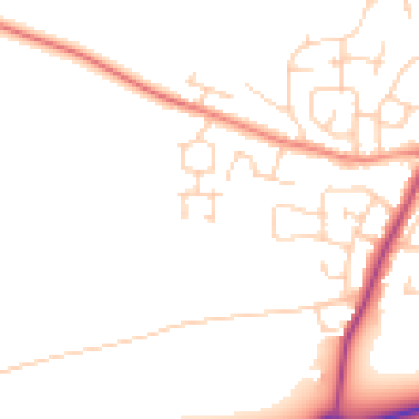 Daytime road noise heatmap for YO8 9SL