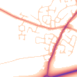 Daytime road noise heatmap for YO8 9SS