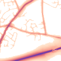Daytime road noise heatmap for YO8 9SX