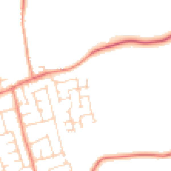 Daytime road noise heatmap for YO8 9UA