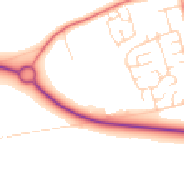 Daytime road noise heatmap for YO8 9UQ