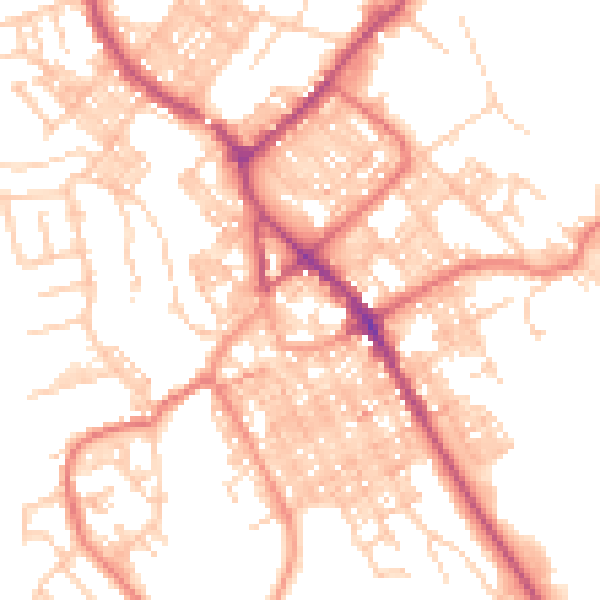Daytime road noise heatmap for BB18 5AA