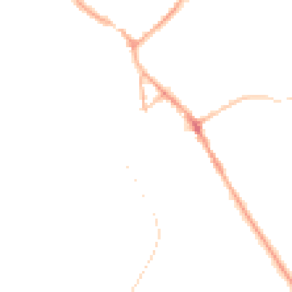 Night-time road noise heatmap for BB18 5AB