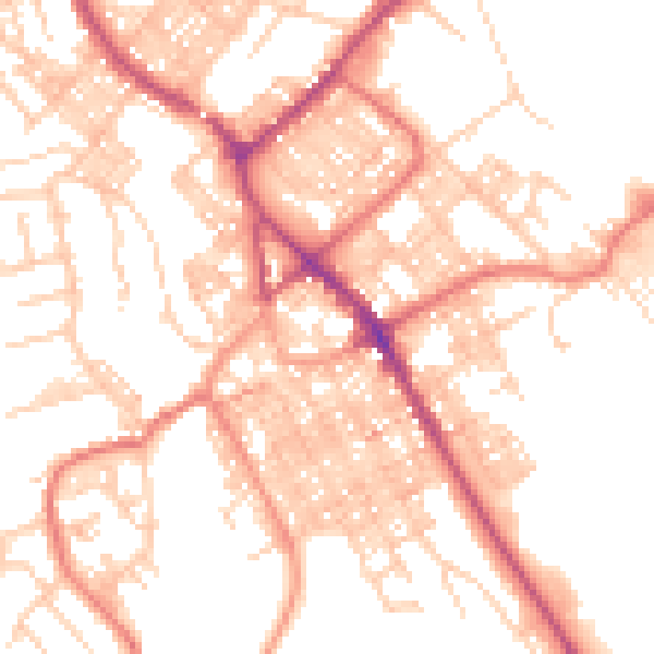 Daytime road noise heatmap for BB18 5AD