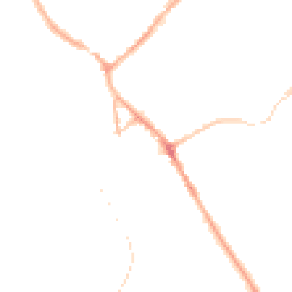 Night-time road noise heatmap for BB18 5AD