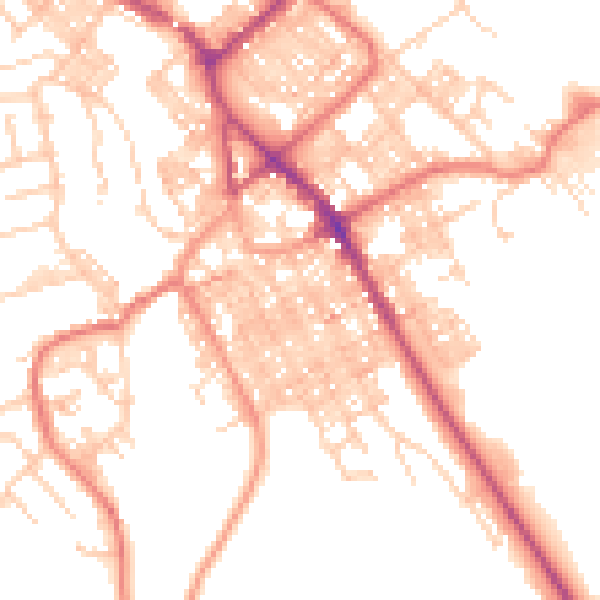 Daytime road noise heatmap for BB18 5AL