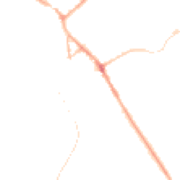 Night-time road noise heatmap for BB18 5AL