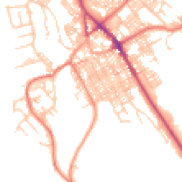 Daytime road noise heatmap for BB18 5AR