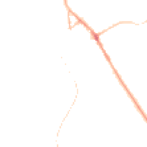 Night-time road noise heatmap for BB18 5AR