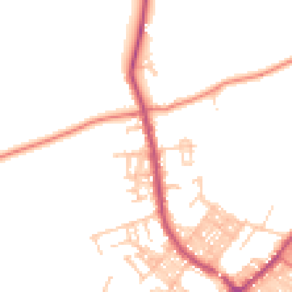 Daytime road noise heatmap for BB18 5AS