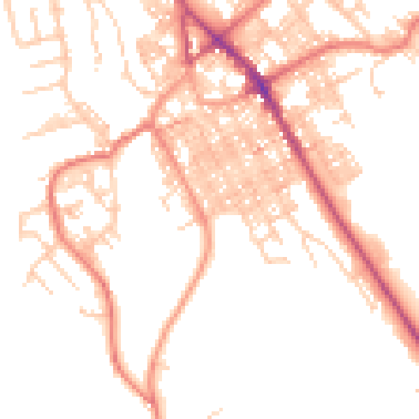 Daytime road noise heatmap for BB18 5AU