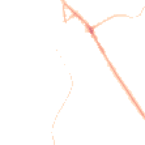 Night-time road noise heatmap for BB18 5AU