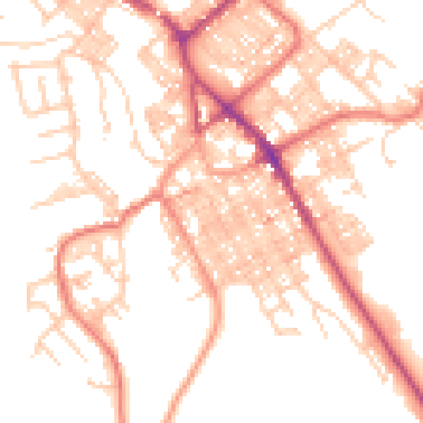 Daytime road noise heatmap for BB18 5AY